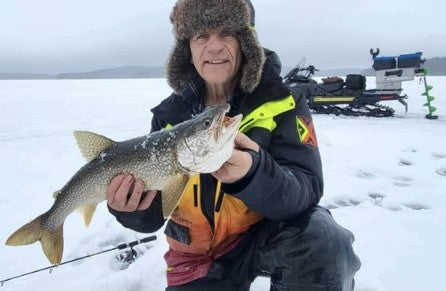 Ice-fishing lake trout from Eagle Lake in Canada, from Barry Leuders and a friend, caught on a Zig Jig