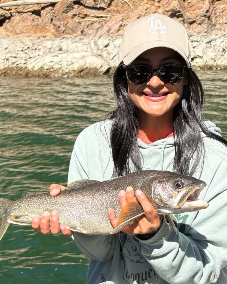 Lake trout from Morrow Point Reservoir, Colorado, caught on a Zig Jig with guide Irah