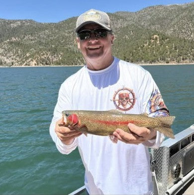 Rainbow trout from Morrow Point Reservoir, Colorado, caught on a Zig Jig with guide Irah