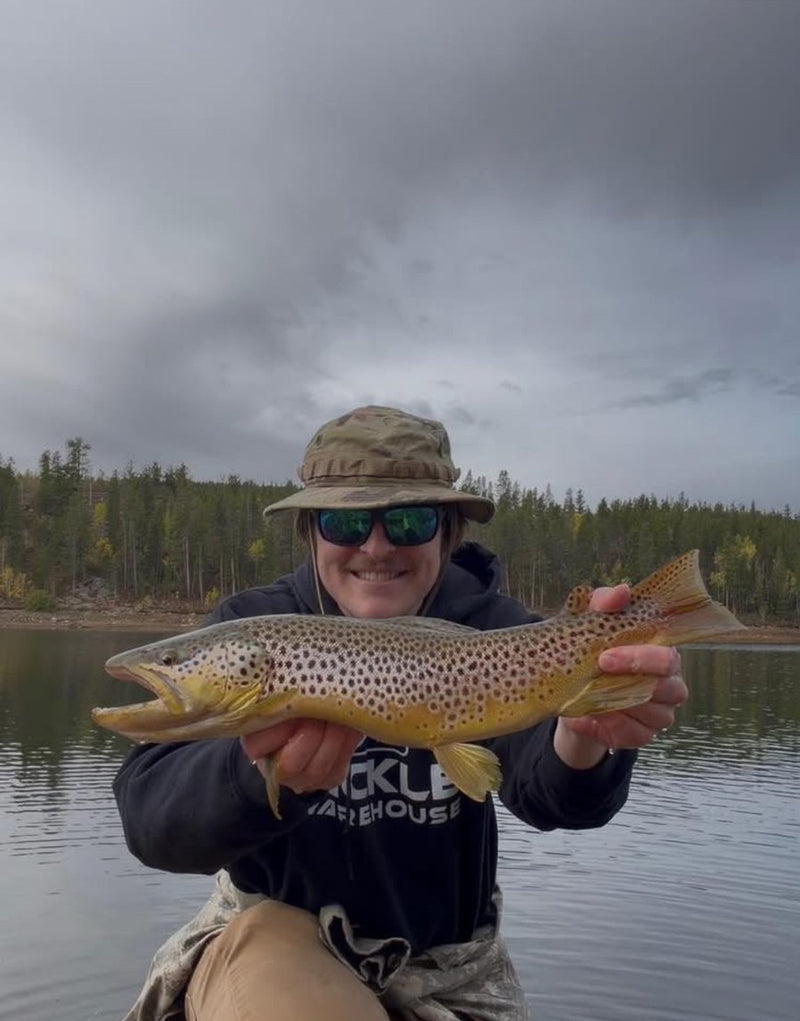 Owen's 21-inch Colorado brown trout caught on a 3/16 oz black/olive Zig Jig