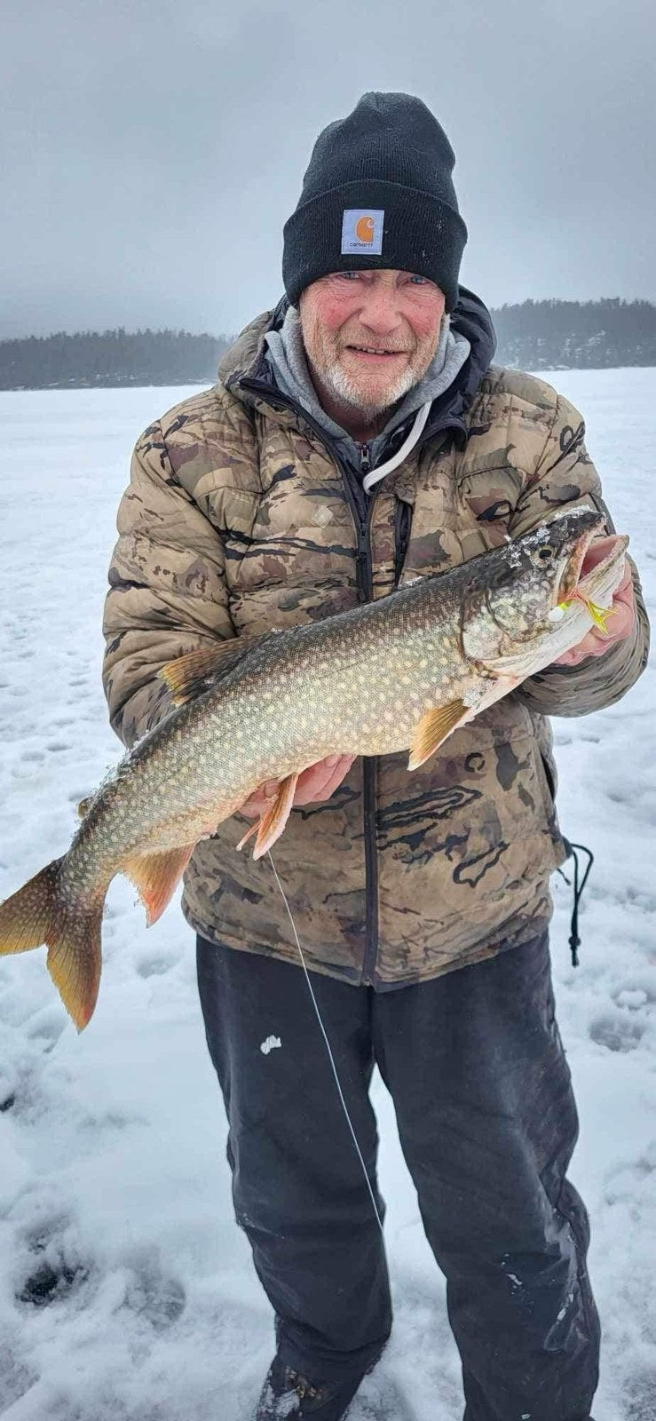 Lake trout caught through the ice on Eagle Lake in Canada, from Barry Leuders and a friend, on a Zig Jig