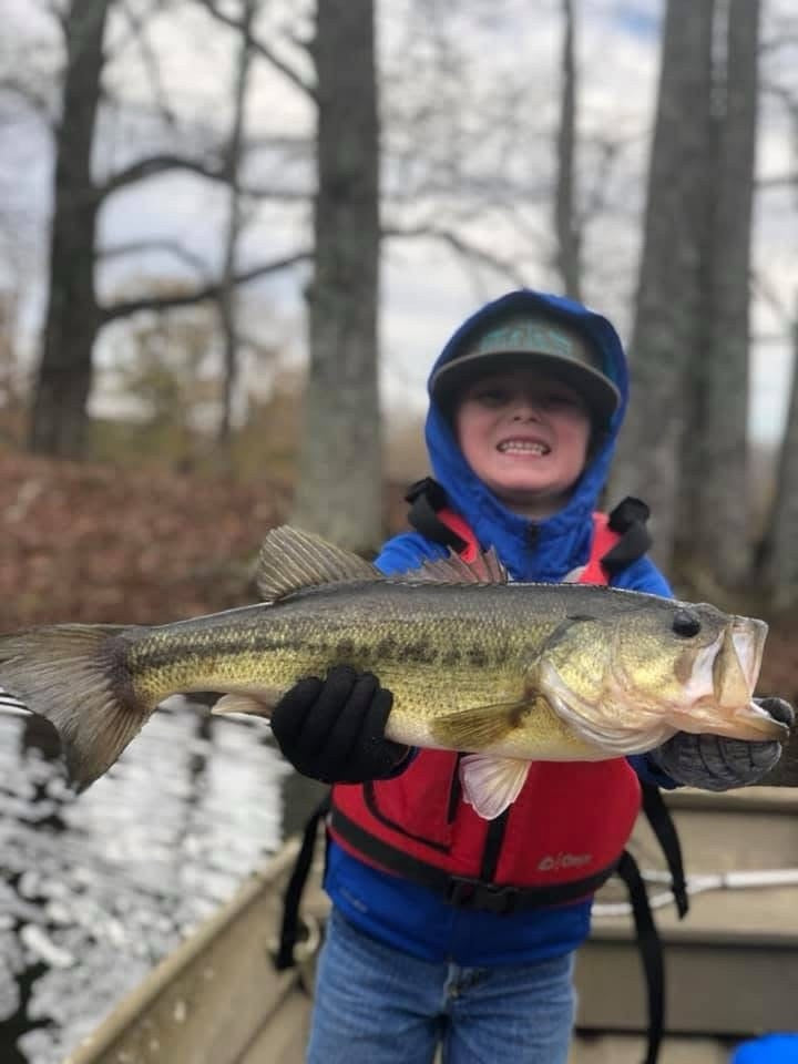 Largemouth bass caught on a Zig Jig