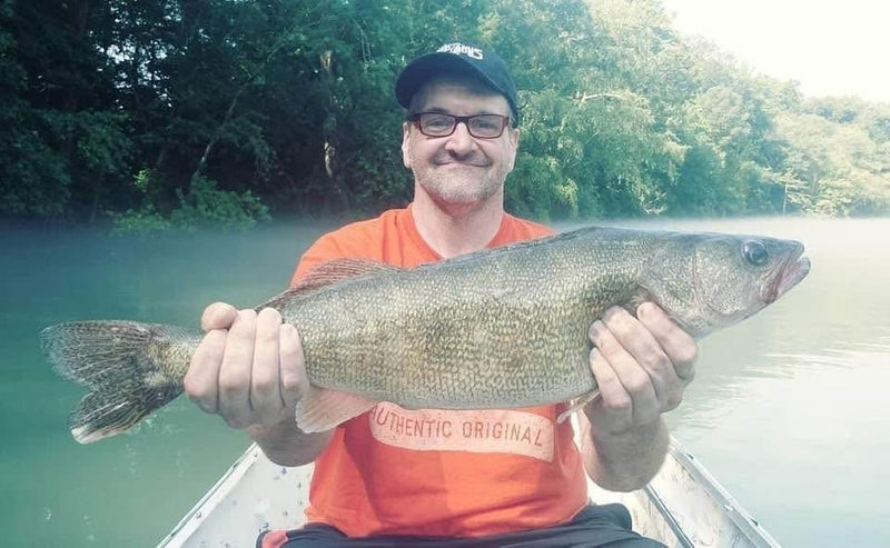 Walleye caught on a 3/16 oz white/silver tinsel Zig Jig