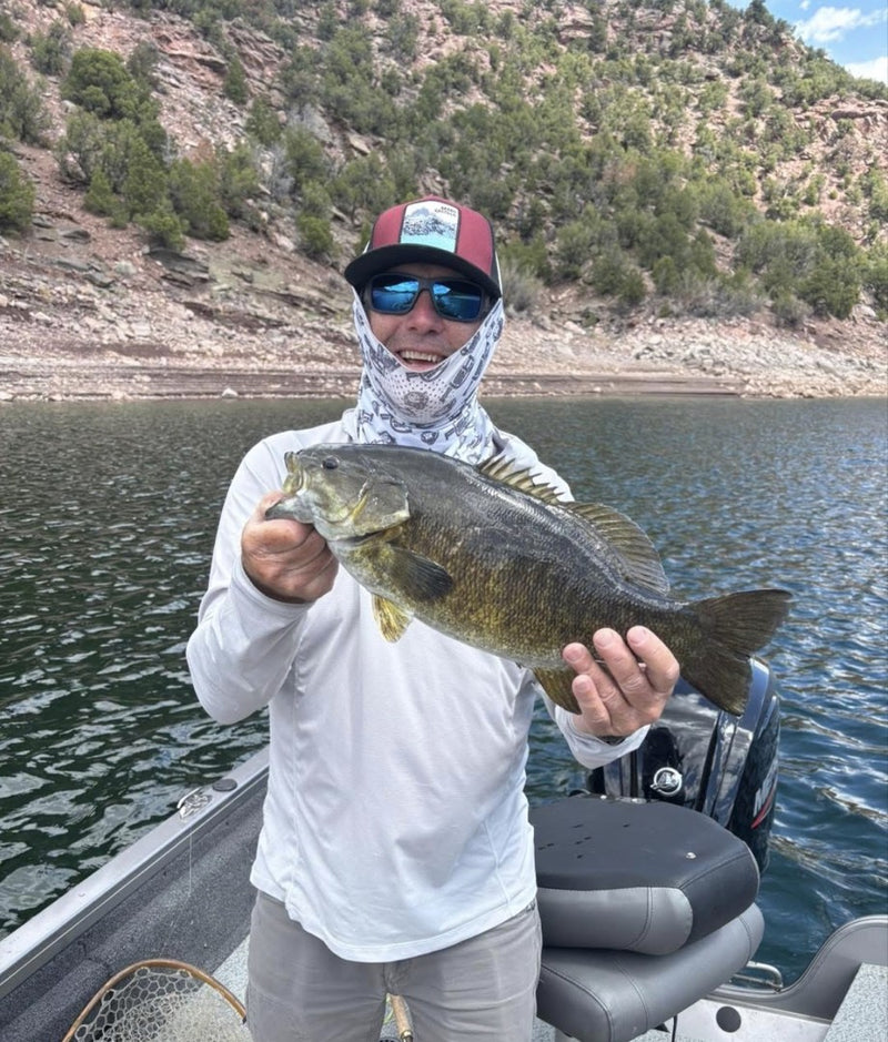 4 lb smallmouth bass from Flaming Gorge Reservoir, Utah, caught on a 1/16 oz black Zig Jig